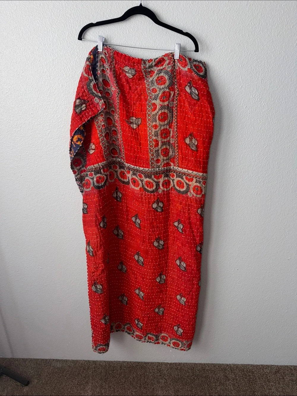 One-of-a-Kind Recycled Sari Cotton Blanket, Boho Throw Handmade in India